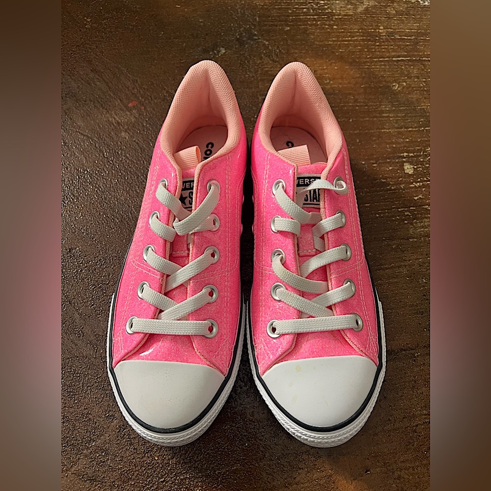 Girls Pink Glitter Slip on Rave Oxford Low Top Converse -Never Worn!